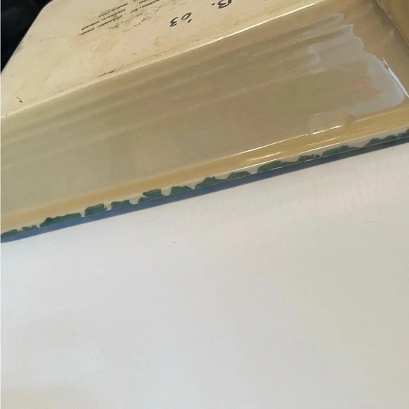 Vintage Casserole‎ Dish Country Snowman Stoneware Spongeware Bakeware - Picture 9 of 11